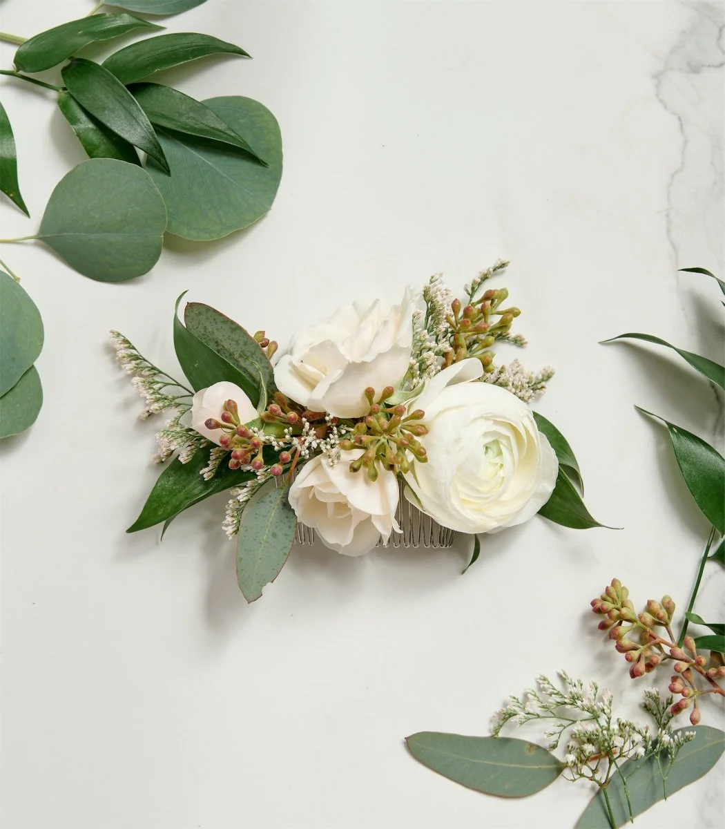 Hair Comb White & Cream