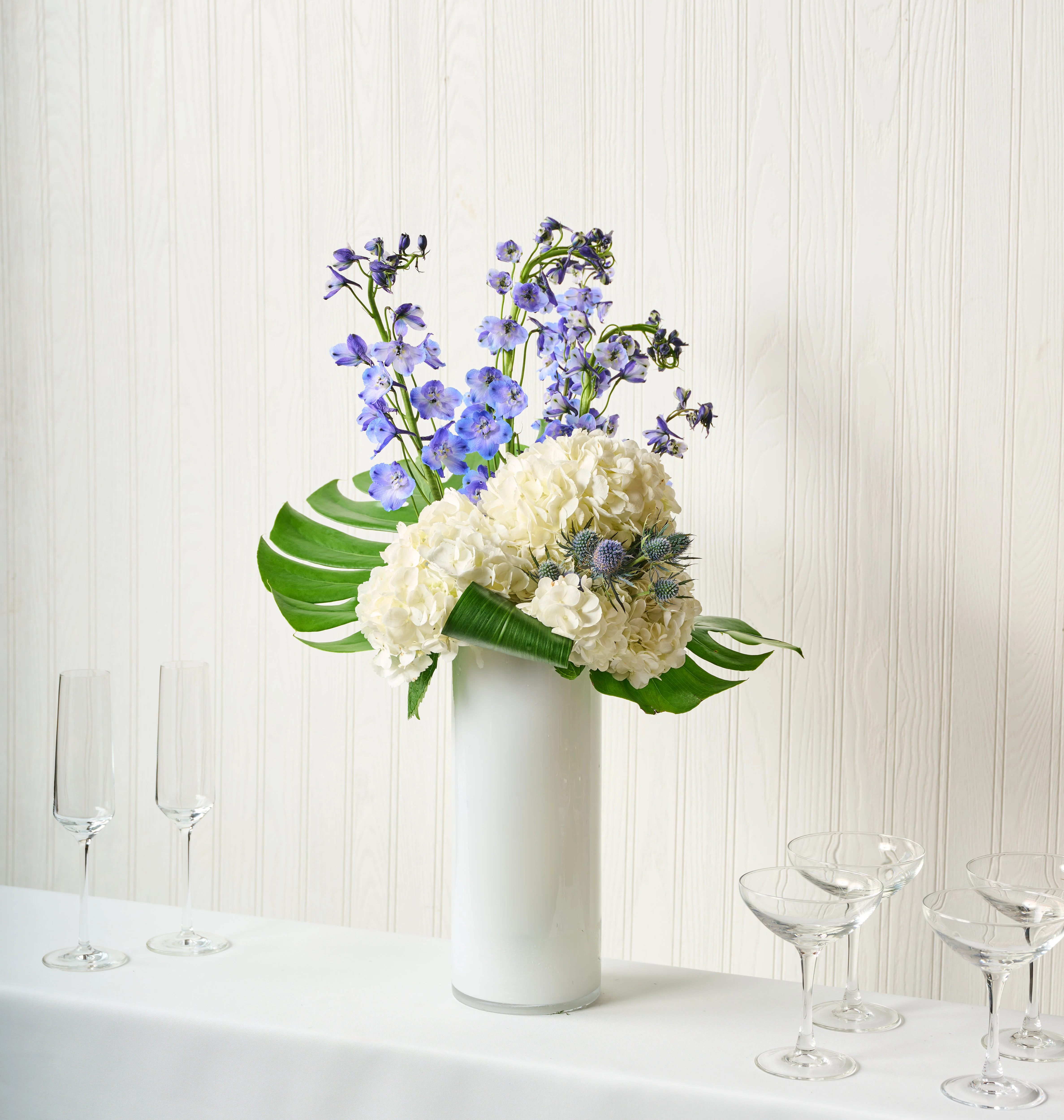 Modern White & Blue Bar Arrangement - Image 2