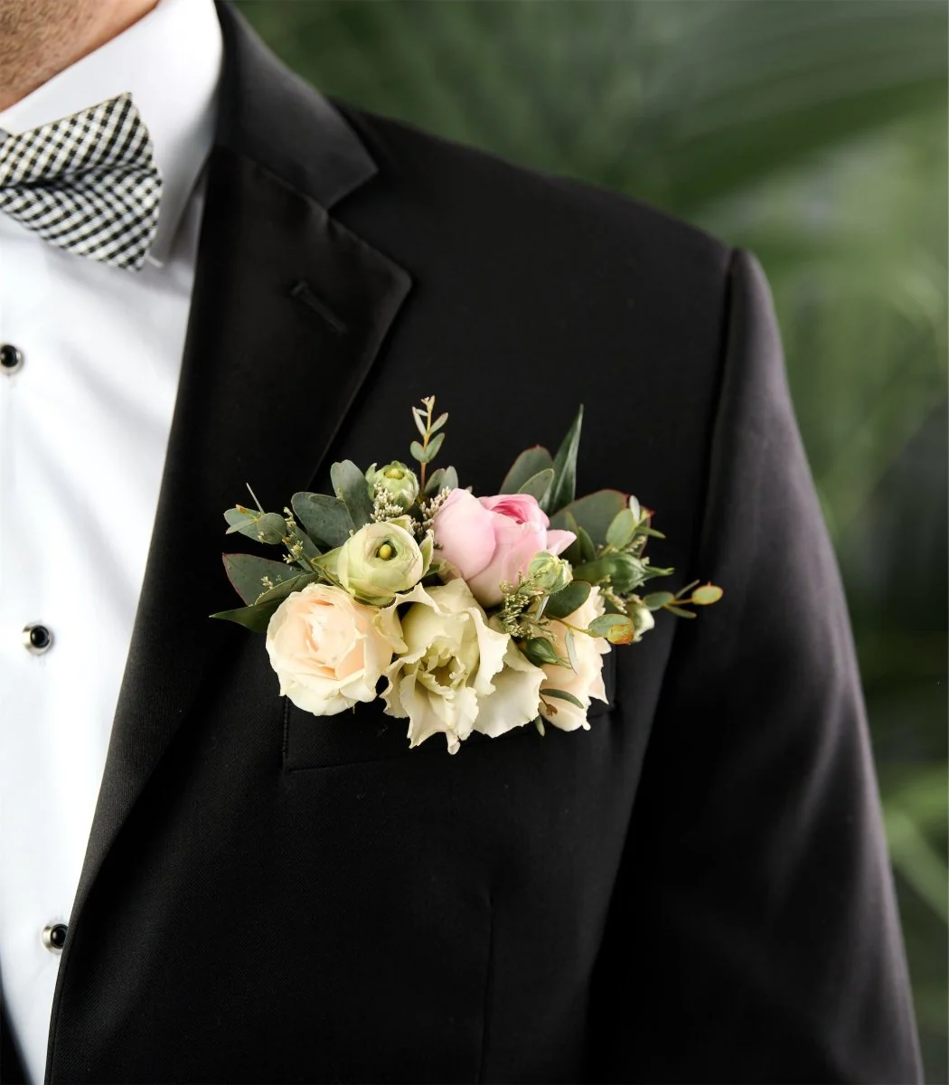 Pocket Boutonniere Blush & Ivory